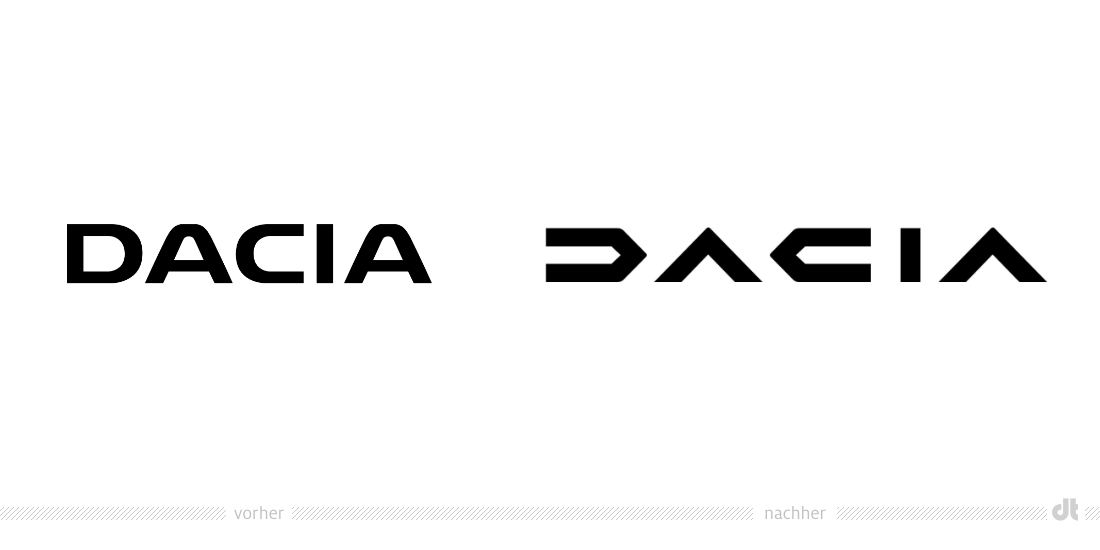 Dacia 新舊文字字體對比（左圖為舊）