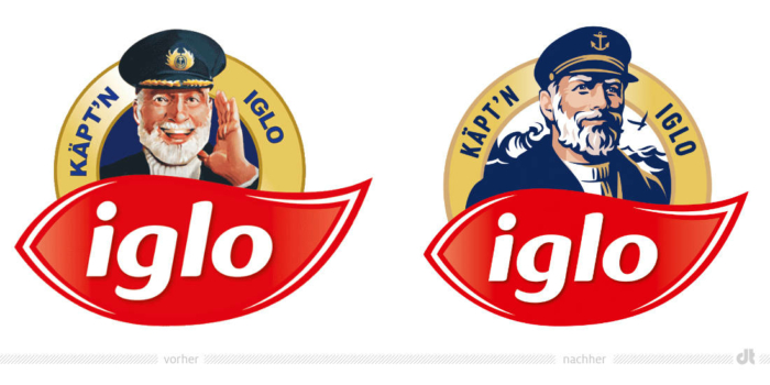 船長(zhǎng) Iglo 標(biāo)志 - 之前和之后